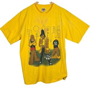 VTG TND Tornado Activewear Mens T Shirt XL Yellow Hip Hop Graphic 2000s Y2K Rare